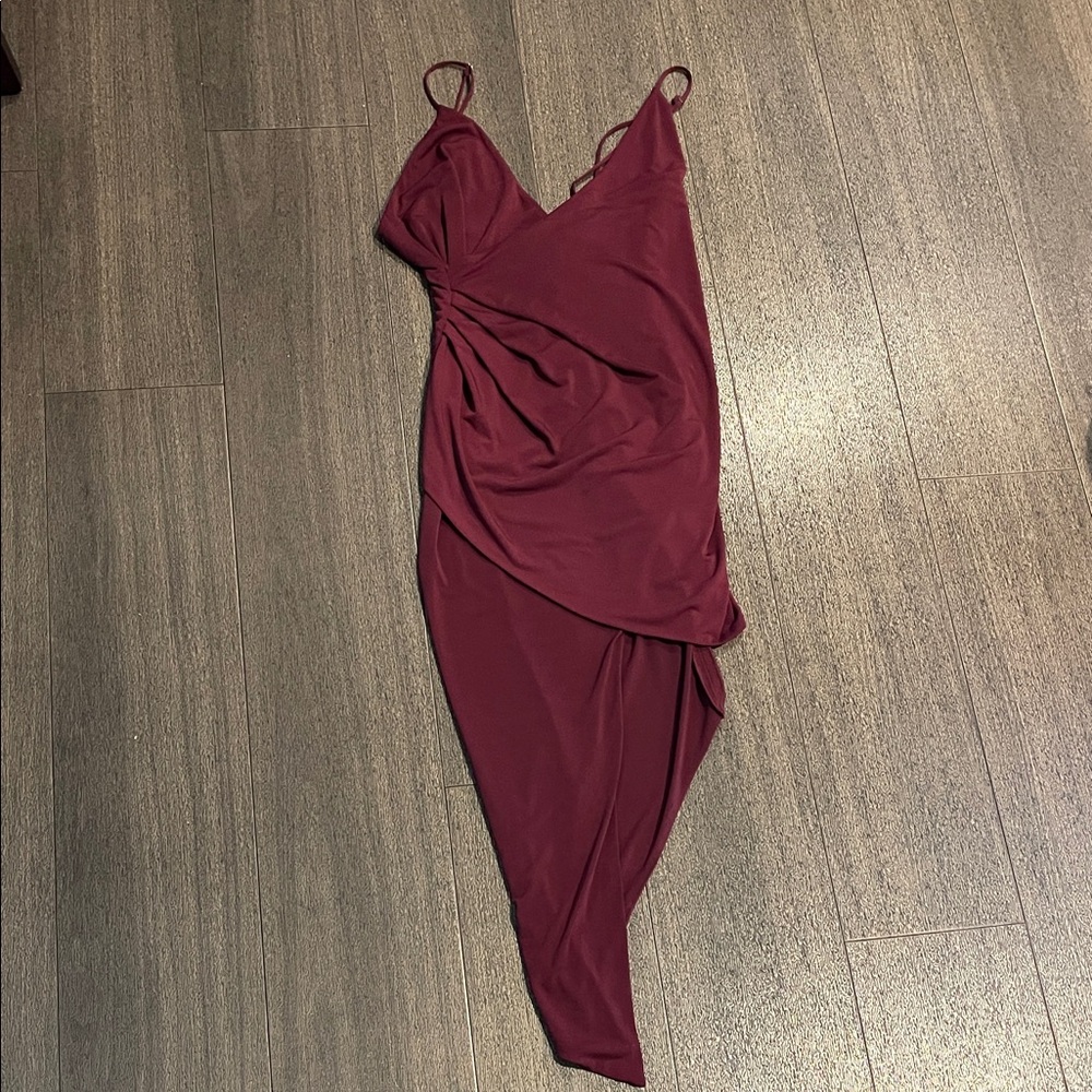 Cotton Candy Asymmetrical Burgundy Dress